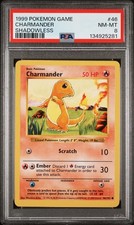 1999 POKEMON GAME SHADOWLESS #46 CHARMANDER PSA 8