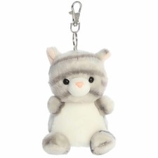 Aurora Palm Pals Silver Kitty Clip-On Plush 4in Gray Collectible Backpack Charm