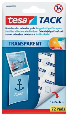 tesa TACK Klebepads transparent beidseitig klebend 72 Stück