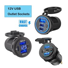 12v Usb Car Socket Usb C Outlet Marine Usb Fast Charger For Boat Golf Cart Rv