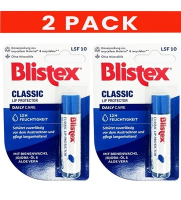 Blistex Classic Lip Care SPF 10 Moisturising & soothing Bee's wax, Aloe Vera x2