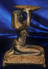 EGYPTIAN BRONZED SPHINX Weidlich Brothers REVIVAL INCENSE BURNER DECO NUDE BUST