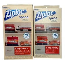 Ziploc Space Bag Lot of 2:  (1) 6-Bag Variety Pack & (1) 3-Bag Variety Pack