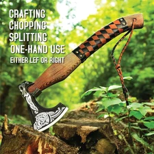 Viking Throwing Axe Handmade Full Tang Carbon Steel Ash Wood Handle