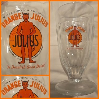 VTG Orange Julius DEVILISH GOOD DRINK Devil GLASS Restaurant Souvenir Promo Mug