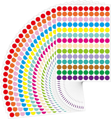 0.5 Inch 14 Colors Color Coding Labels Circle Dot Stickers,Can be Used in Office