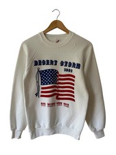Vintage Operation Desert Storm Sweatshirt Men  s Small White 90  s USA Military