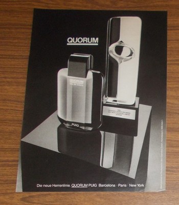 Seltene Werbung vintage PUIG QUORUM Eau de Toilette - Die neue Herrenserie 1983