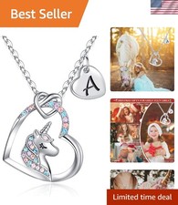 Colorful CZ Unicorn Heart Necklace with Adjustable Chain   Gifts for Girls