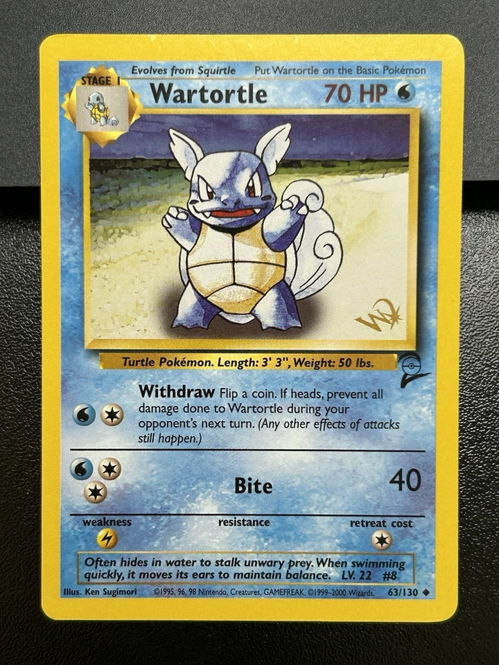 WARTORTLE W Stamp Stamped Pokemon Card - WOTC Promo Base Set 2 63/130 LP (A) - Image 2 of 4