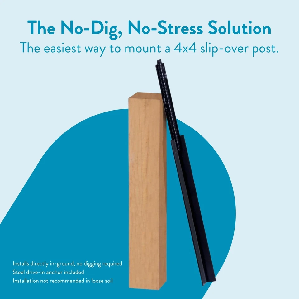 23" Height, No Dig, 4x4 Wooden Pine Post Insert with Anchor Kit for Slip Over... - Image 2 of 4