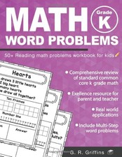 Math Word Problems Grade K: 50 Reading math problems workbook for kids Math fo