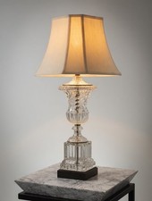1940's Paul Hanson Urn Shaped Crystal Table Lamps - Pair