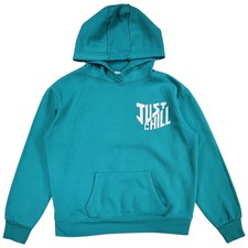 Primark Womens Pullover Hoodie Size 10 Green Long Sleeve Hooded Cotton Polyester