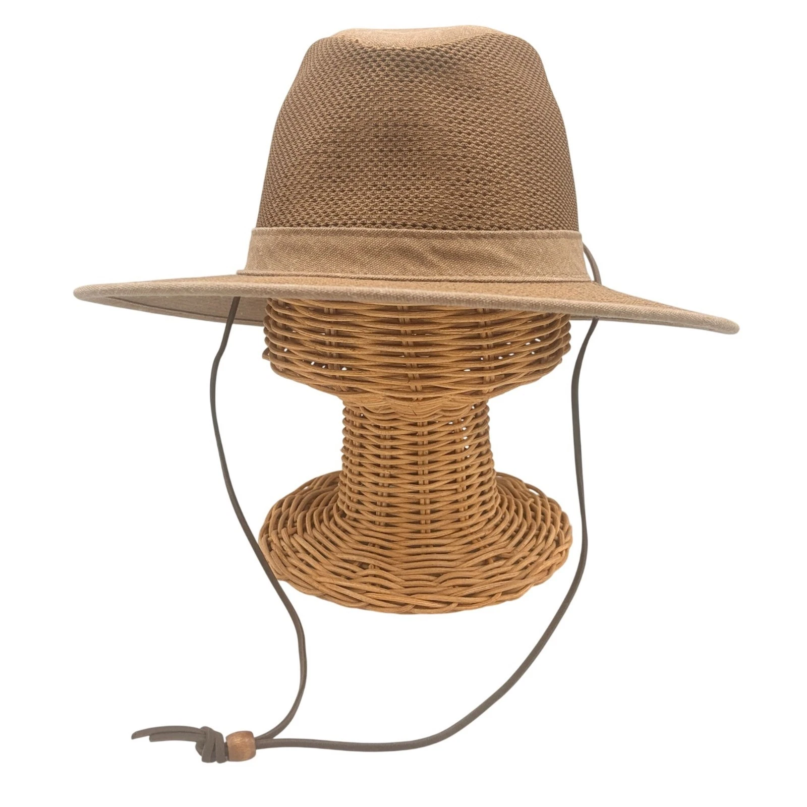 Henschel Hat Co. Medium USA Tan Mesh Sun Hat Breezer Adjustable Chin Strap