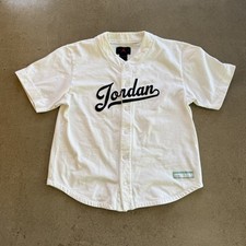 Jordan Brand Mens Baseball Jersey White Black Script Loose Fit Large Sportswear