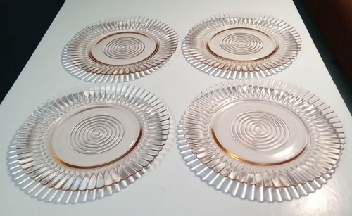 MacBeth-Evans Pink Petalware Depression Glass 8" Lunch Salad Plates Set of 4