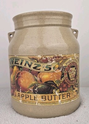 H J Heinz Apple Butter Stoneware Crock NO Lid OR HANDLE 1972 Signed *Read*