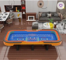 137" (12 Feet) Craps Table with Full Drink Rail,Padded,Cushion Model 13829 Green