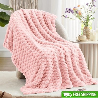 Soft Flannel Throw Blanket Luxury 3D Turtle Shell Jacquard Machine Washable Gift