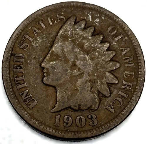 1903 Indian Head Cent Penny Good Condition 1c One Cent US Coin- 0804