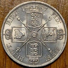 1887 Victoria Jubilee Double Florin Excellent Condition 22.7g Sterling Silver