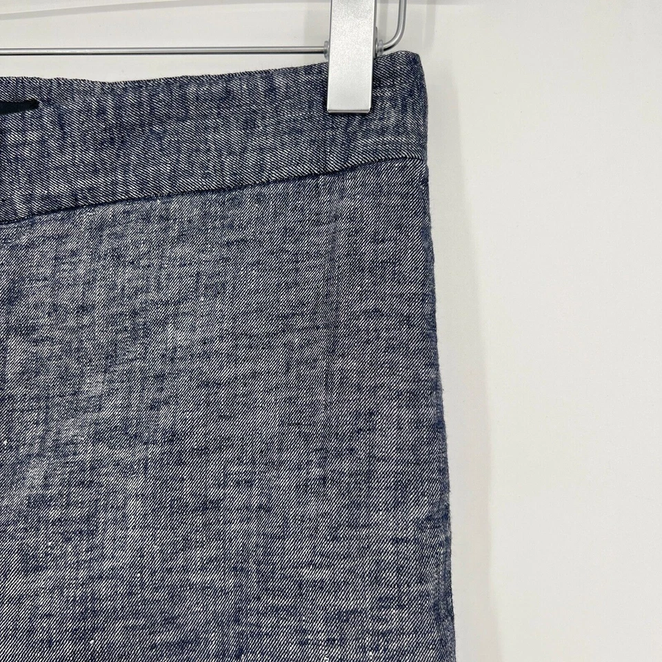 Pantalones Cortos Theory Mujer 2 Azul Mezcla de Lino Bermudas Ligeras Old Money Preppy - Imagen 3 de 4