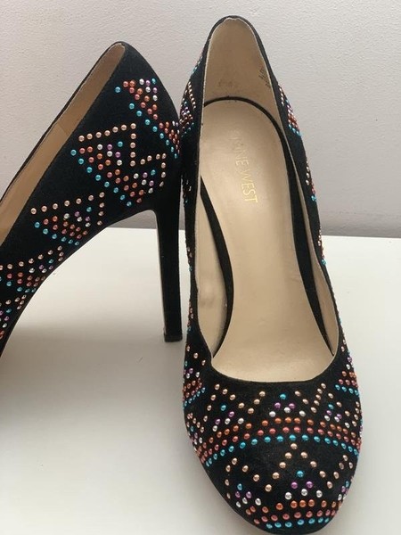 Women Nine West Heels Black Suede 39.5