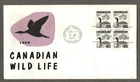 Canada first day cover, 1957 loon block of 4 , unusual cachet [166