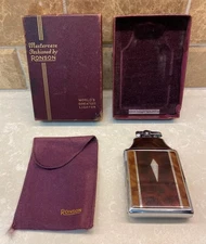 VINTAGE RONSON MASTERCASE ART DECO LIGHTER/CIGARETTE CASE CA. 1933 W/BAG & BOX
