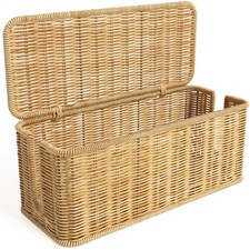 Cable Management Box,Handwoven Imitation Rattan Cord Hider Organizer Box1149