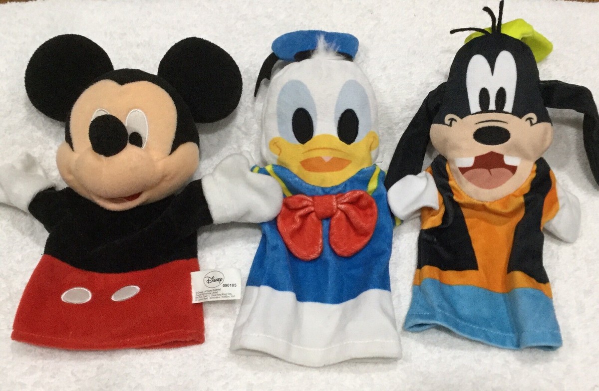 Disney Baby Melissa Doug 3D Mickey Mouse Goofy Donald Hand Puppets  Plush Lot
