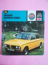 Fiche Auto Card 12 x 12,5 cm - TRIUMPH dolomite sprint 1973 ANGLETERRE