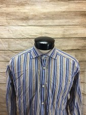 Tailorbyrd Shirt LS Men's Large Multi-Color Striped Flip Cuff Off Collar