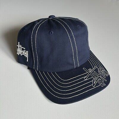 Stussy Basic Visor Stitch Low Cap Embroidered Hat Navy OSFA Stussy Basic Visor Stitch Low Cap Embroidered Hat Navy OSFA
