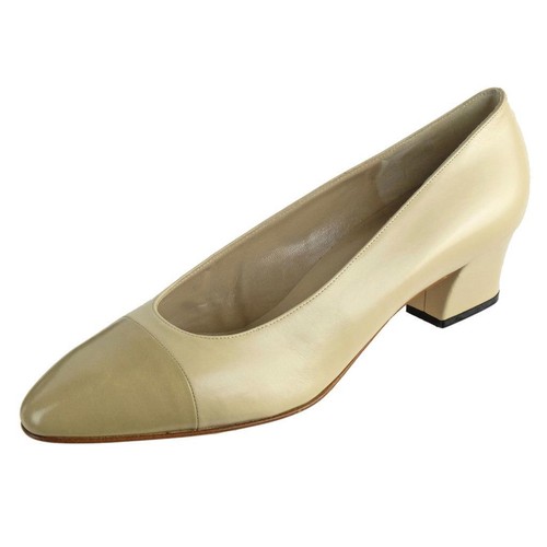 NEW BRUNO MAGLI Pumps Heels Sz. 9.5 B Cream & Gray Leather Made in ITALY - 第 1/7 張圖片