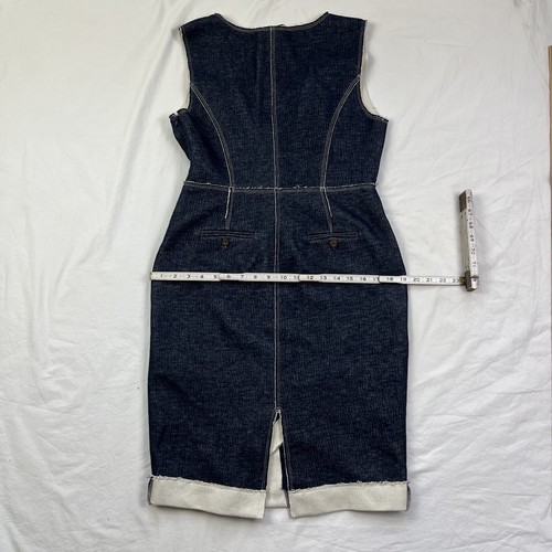 Anthropologie Tracy Reese Surplice Jeanskleid 8 blau strukturiert Etuikleid Strick - Bild 10 von 11