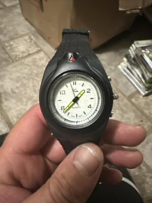 Vintage Neutrano Flashlight Blue Illuminated Mens Watch Black Tire Tread Pattern