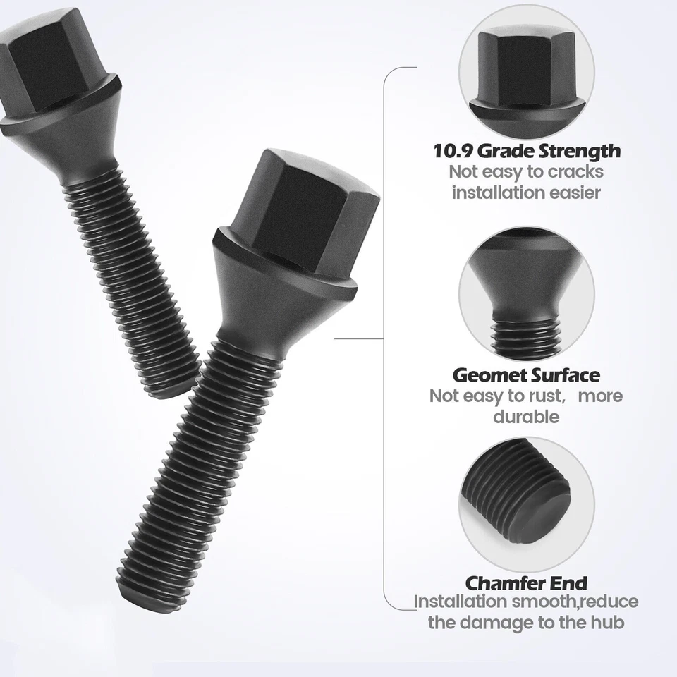 KSP 10 piezas M14x1.25 pernos de tuerca extendidos asiento cónico vástago de 45 mm para BMW I3 I8 M5 M6 Foto 3 de 4
