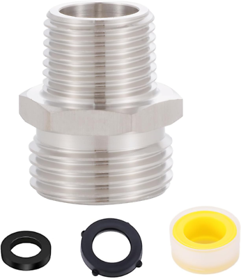 #ad 304 Stainless Steel Garden Hose Adapter Bathroom Shower Tube to Garden Hose Adap $14.01