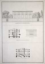 Berlin Architektur Wohnhaus Schinkel Original Umrissradierung Thiele 1835