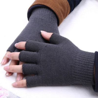 Unisex Soft Half Fingerless Gloves Women Men Warm Knitted Mittens Couple Winter0