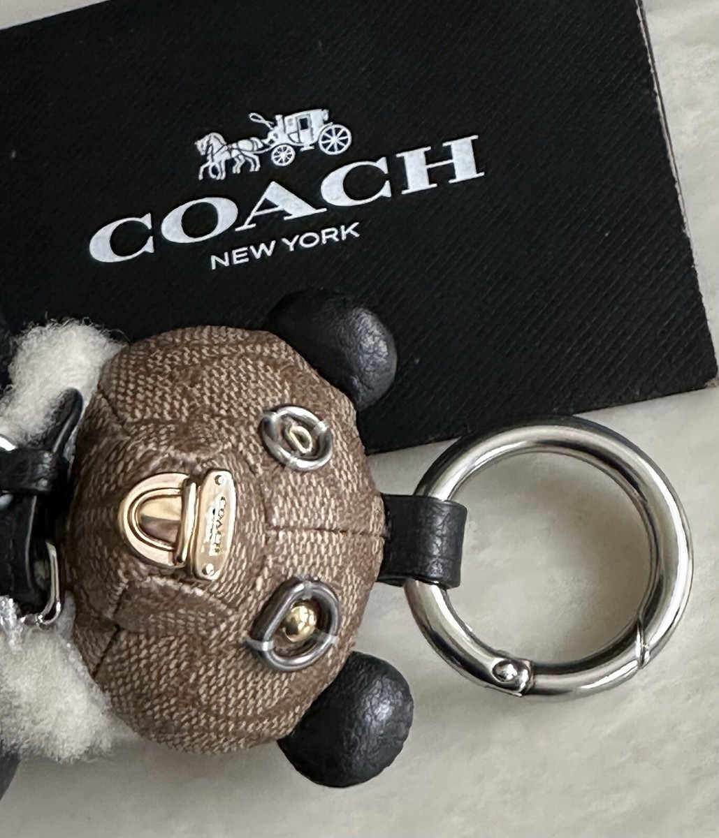 NWT COACH SIGNATURE BEAR WITH MOTO LEATHER JACKET BAG CHARM