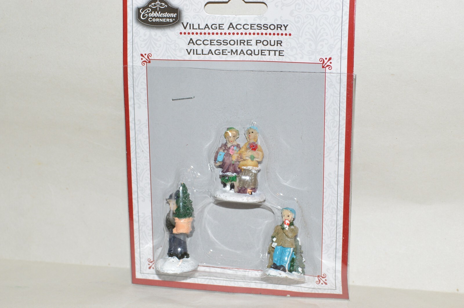 Christmas Holiday Cobblestone Corners Village Accessory #7 Figures set boy dog