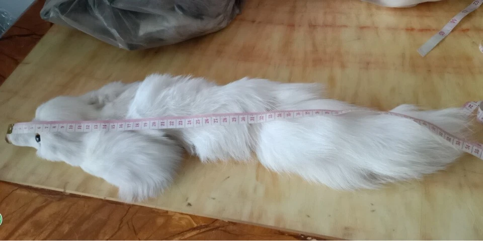 Accesorio de piel de cuero cola de zorro 100 % real decoración artesanal arte piel hecha a mano Foto 3 de 4