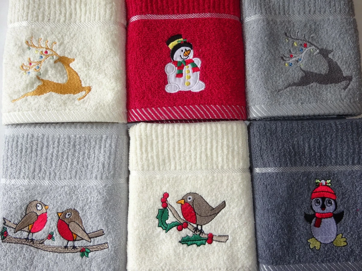 Riggs Kitchen Tea Towels 100% Cotton Embroidered Christmas Designs. 11 x  Designs