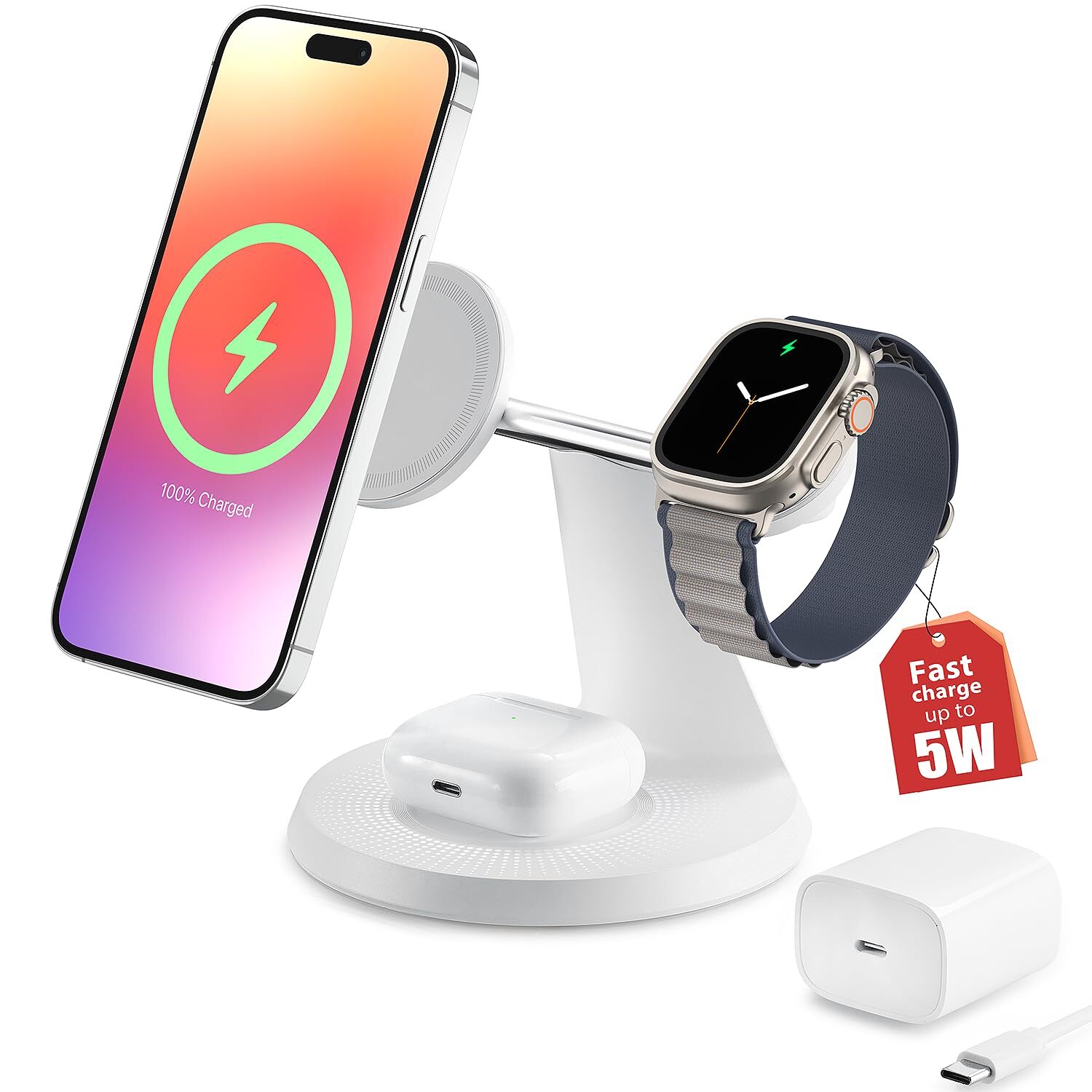 3 in 1 Wireless Charging Station for Apple Device: Fast Charging Station for ...