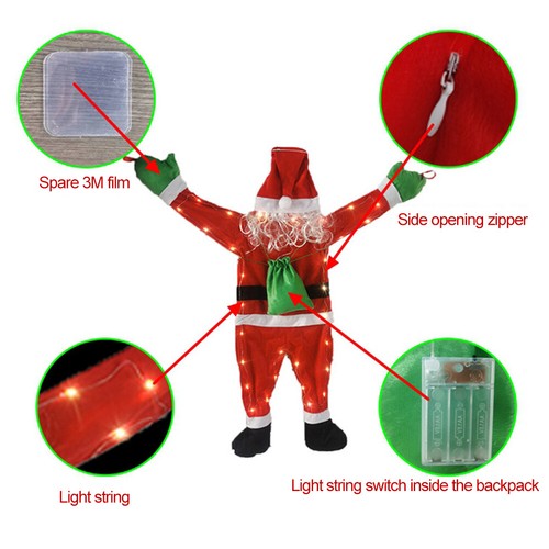 Soffice Decorazione Babbo Natale da Appendere con Luce LED Bomboniere Festa (Luce Calda 17 - Foto 10 di 10