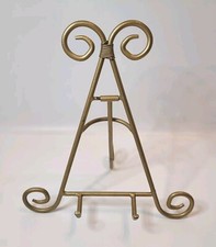 Gold Tone Table Top Scrolled Easel Multipurpose Pictures Paintings 8x9" READ