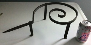 Antique Vintage 17" Wrought Iron TRIVET Fireplace / Hearth Accessory